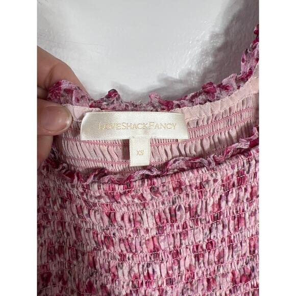 LoveShackFancy Scout Dress Fancy Pink Smocked Tiered Skirt Sheer Coquette - Picture 3 of 9